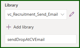 Screenshot of the command button library and function call